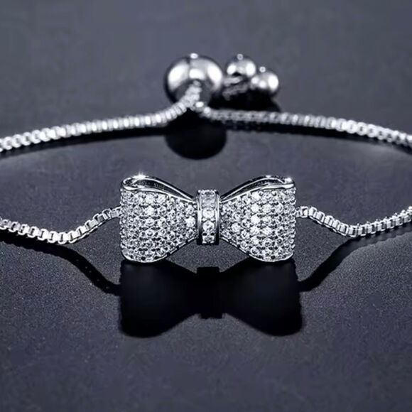 Silver Diamond Bowtie Bracelet - Picture 2 of 3